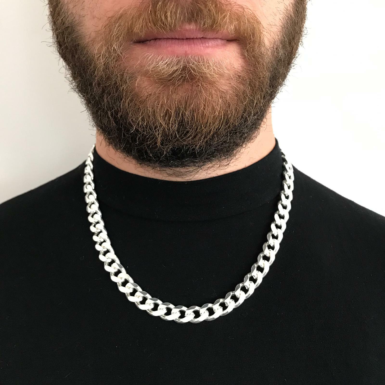 Pre-owned Handmade Mens Curb Cuban Chain Necklace Miami Hiphop 925 Sterling Silver 11mm 102gr 22"