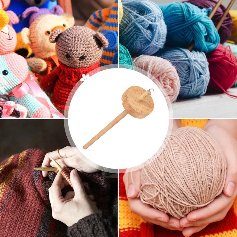 Wooden Drop Spindle Top Whorl Yarn Spin Hand Carved For Beginners Sewing