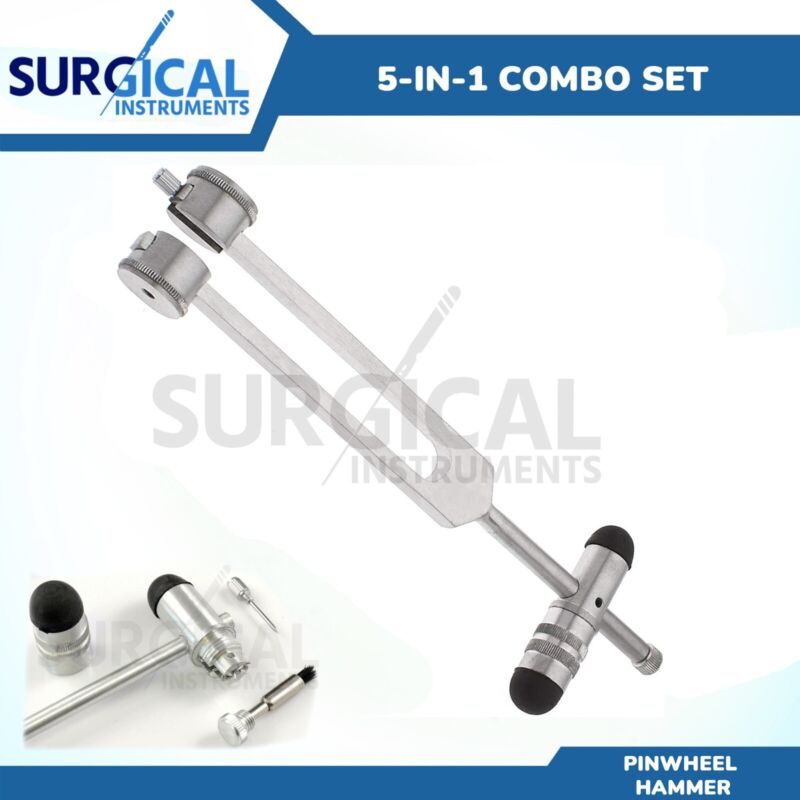Combo-5 Diagnostic Tuning Fork, Buck Hammer, Pin Wheei, Needle, Brush Hi-quality