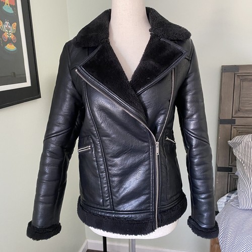 ZARA  kids ブラックレザーライダースジャケット Zara Kids Black Faux Leather Biker Jacket Girls size 9 | eBay