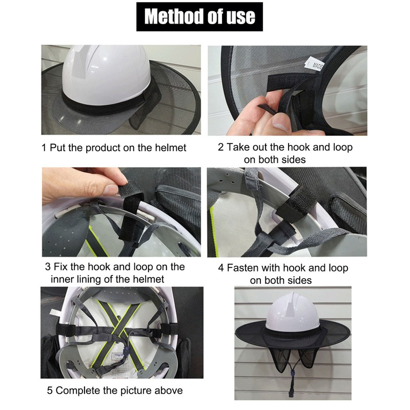 1pcs Hard Hat Sun Shade，Full Brim Mesh Sun Shade Protection and Neck Gaiter