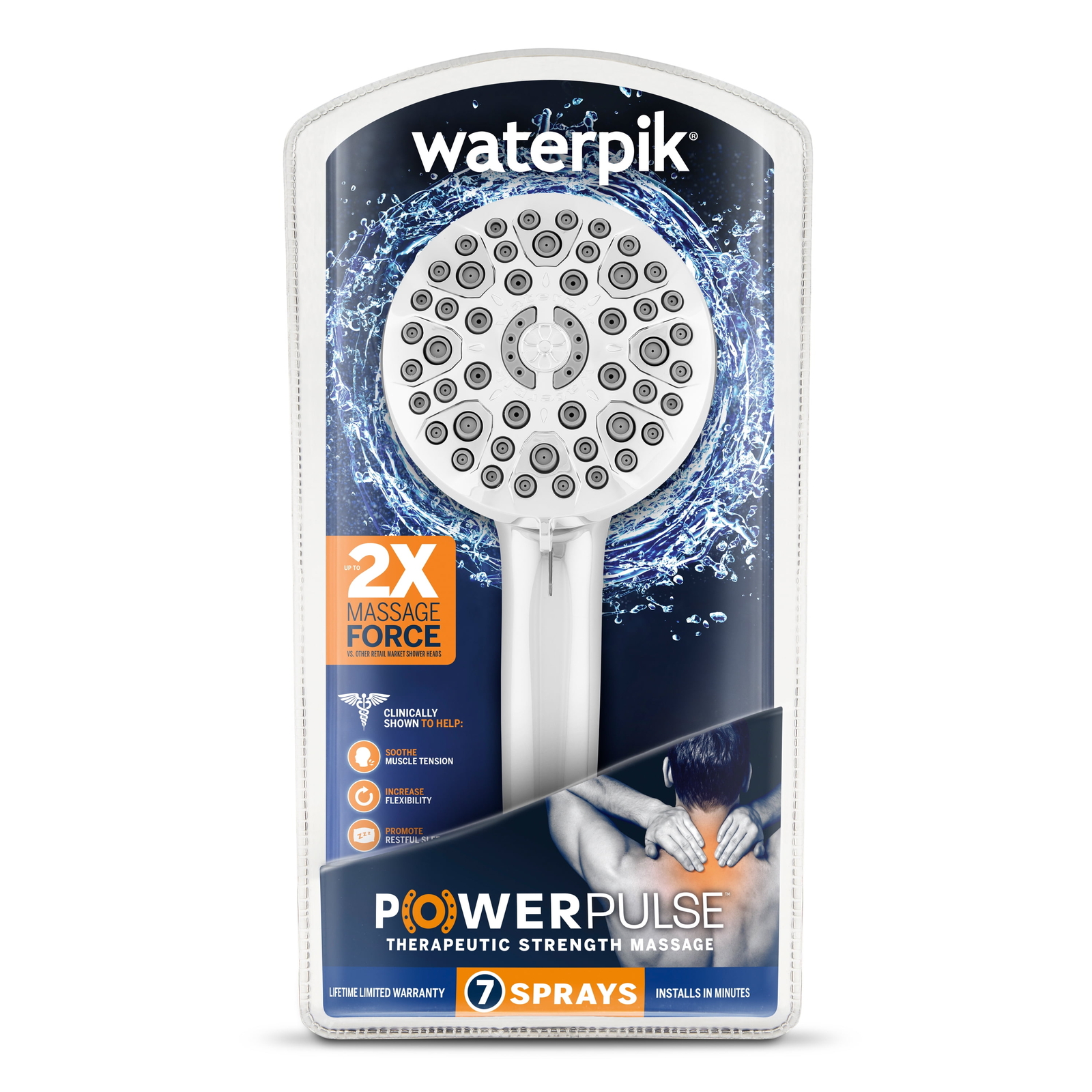 Waterpik Handbrauseschlauch-Set Mit PowerPulse Massage – 1,8 M Schlauch, 5 Strahlarten, Chrom