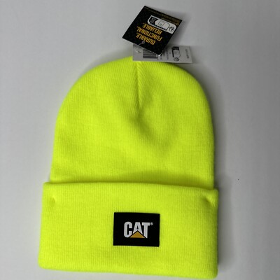 Caterpillar CAT Cuff Beanie Hat Hi-Vis Yellow **NWT**