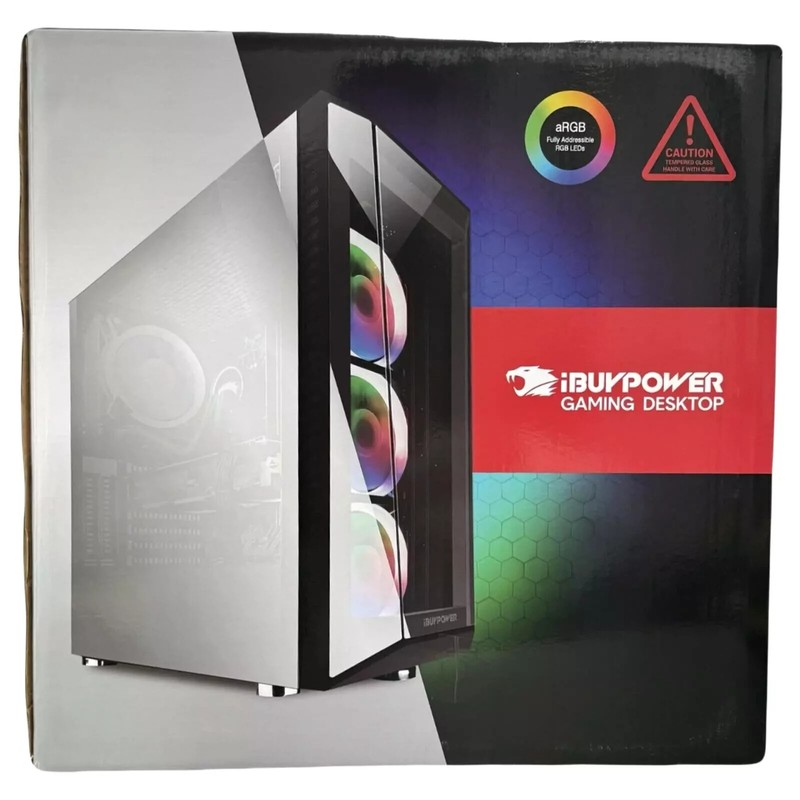 iBuyPower Mid Tower ARGB Gaming PC Case - Tempered Glass