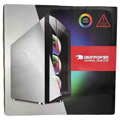 iBuyPower Mid Tower ARGB Gaming PC Case - Tempered Glass - Black