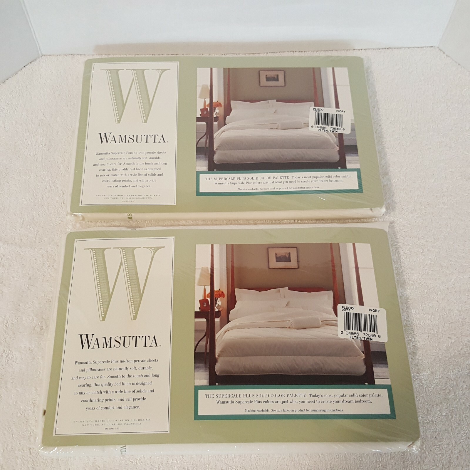 Lot Of 2 Wamsutta Supercale Plus Twin Flat Sheet Ivory Finished Size 66 x 96 IN.