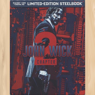 Keanu Reeves JOHN WICK Chapter 2 LIMITED EDITION SteelBook BLU-RAY + DVD 0321