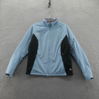 Mountain Hardwear Women Solamere Soft Shell Jacket Large Blue Black Fleece Lineg