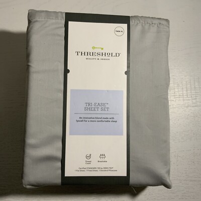   Twin XL Gray White Stripped 500 Thread Count Tri-Ease Sheet Set - Threshold