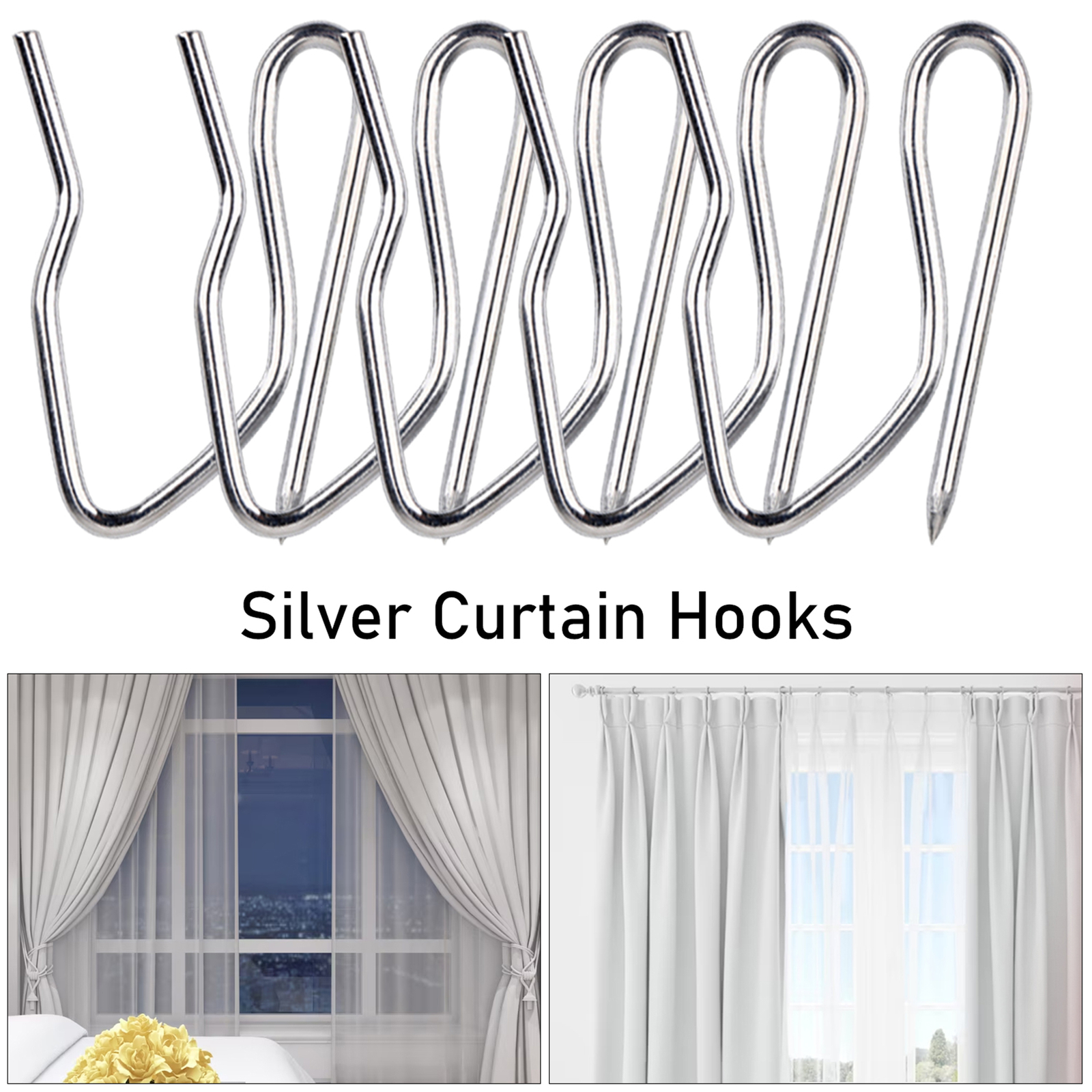 CURTAIN HOOKS METAL PIN PINCH PLEAT 50PCS 100PCS