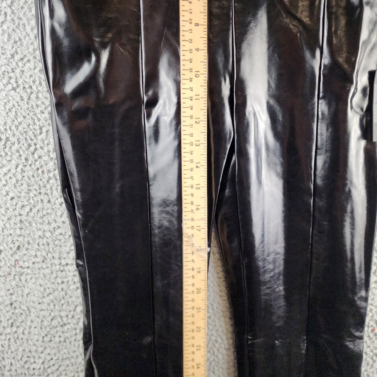 Norma Kamali Faux Leather Slit Hem Leggings Women's M/34 Black Elastic Waist - Picture 8 of 14
