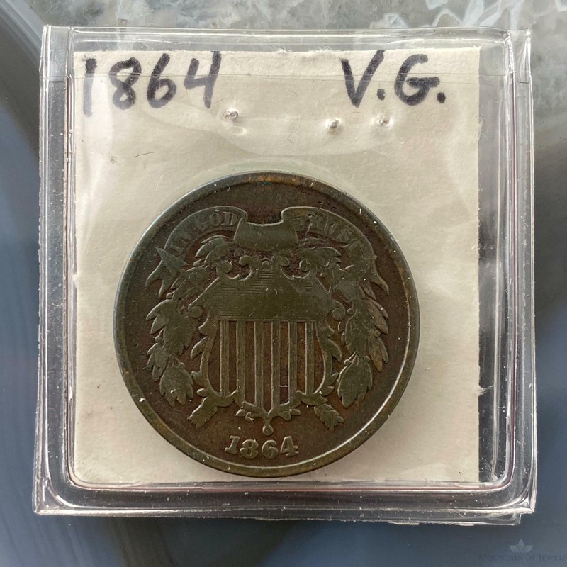 1864 US Two (2) Cent Piece Circulation Strike VG Collectible