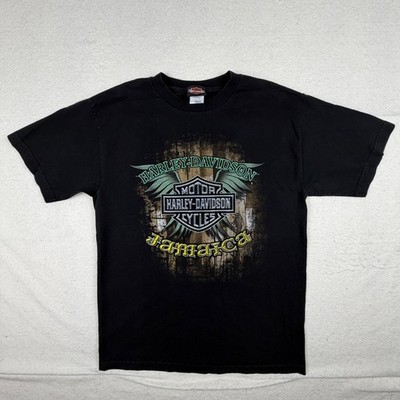 Harley-Davidson Jamaica Graphic T-Shirt Mens Medium Black Skull Pirate Wings