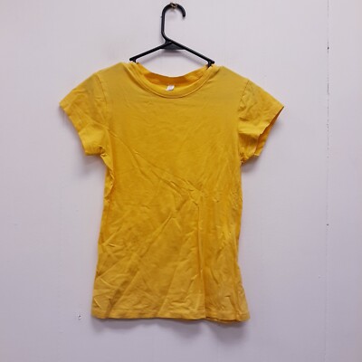 Women's Sunny T Shirt Summer short Sleeve Size L yellow solid pattern 