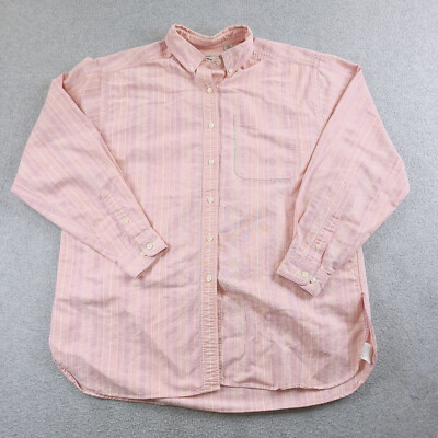 LL Bean Top Womens Medium Pink Oxford Button Front Long Sleeve Vintage Shirt