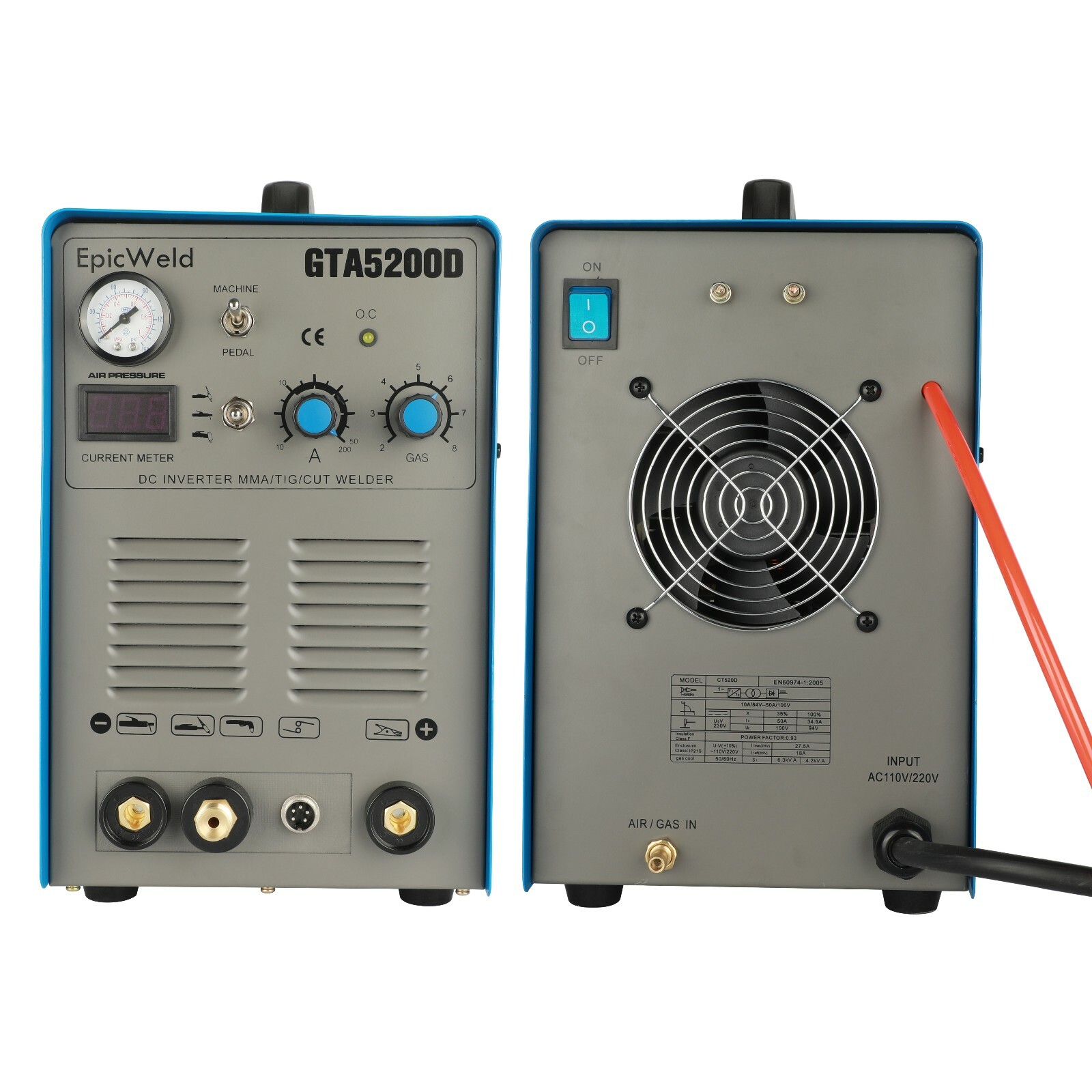 50 Amp Plasma Cutter 200 Amp Tig & Arc Welder Multi Function Foot Pedal Included