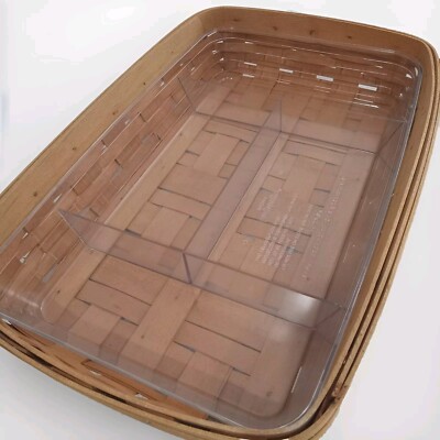 Longaberger Hostess Serving Tray Basket 2001 Divided Insert Hard Liner 10''x 15''