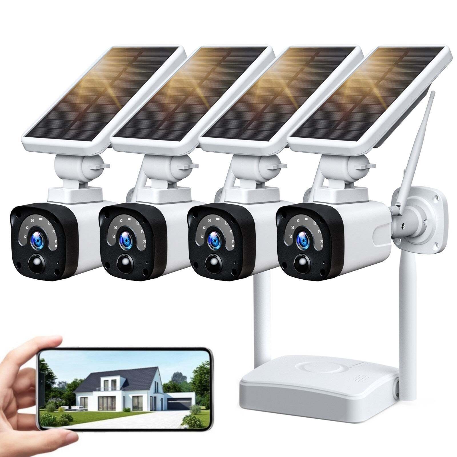 3MP Solar Battery Power Wireless Security Camera System Outdoor  WIFI IP Cameras