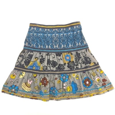 Vintage Jackpot Winona Skirt Womens Size 4 Tiered Patchwork Corduroy Lagenlook
