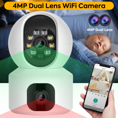 4X Dual-Lens Indoor Camera, Home Security Camera System w/ Fixed Lens and Dome