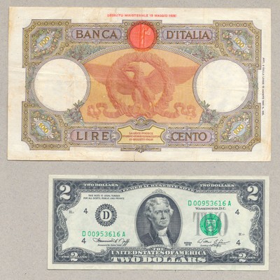 20 Feb 1939 Banca d'Italia 100 Lire 1926 Azzolini Urbini P-55b Mussolini 1931-42