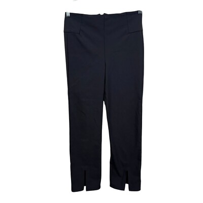 Athleta Women Cropped Pants Slim Leg Stretch High Waist Split Hem Zip Black 8