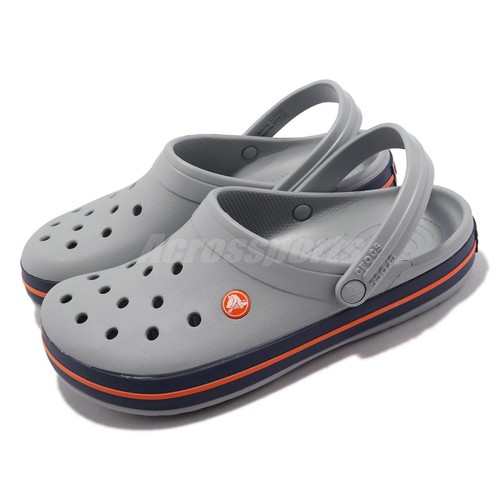 Crocs Crocband Light Grey Navy Мужские повседневные сандалии унисекс Slip On 11016-01U