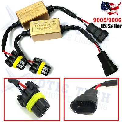 HB3 9005 HB4 9006 Headlight LED CANBUS Decoder Adapter Flicker Error Canceler 2x