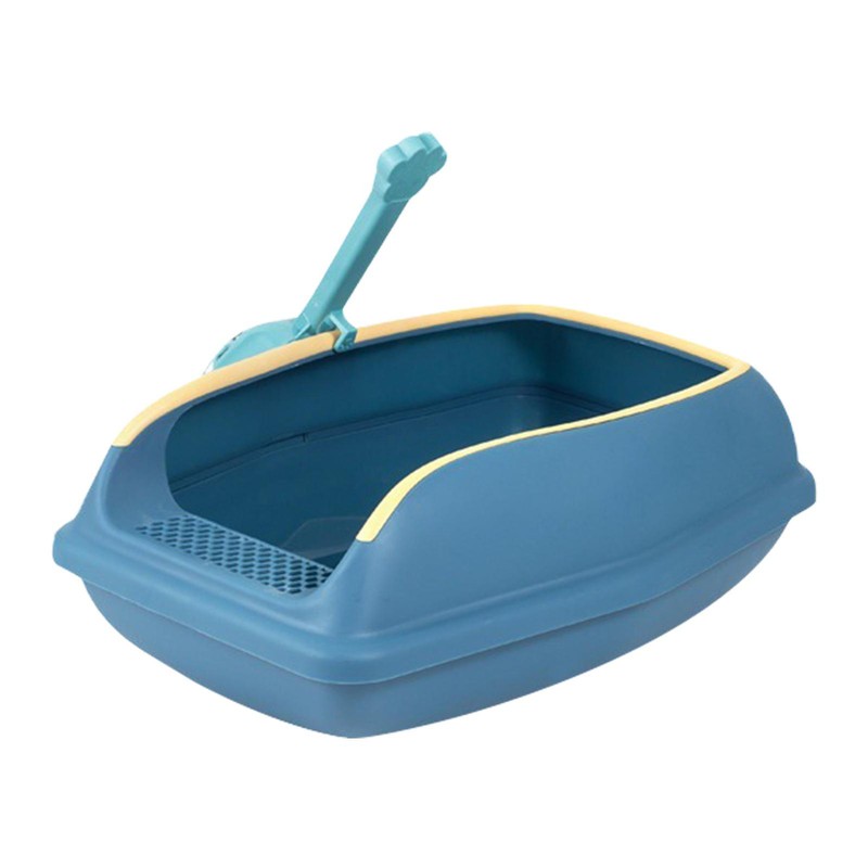 Cat Litter Box Semi Enclosed Litter Box with High Sides Movable Fence