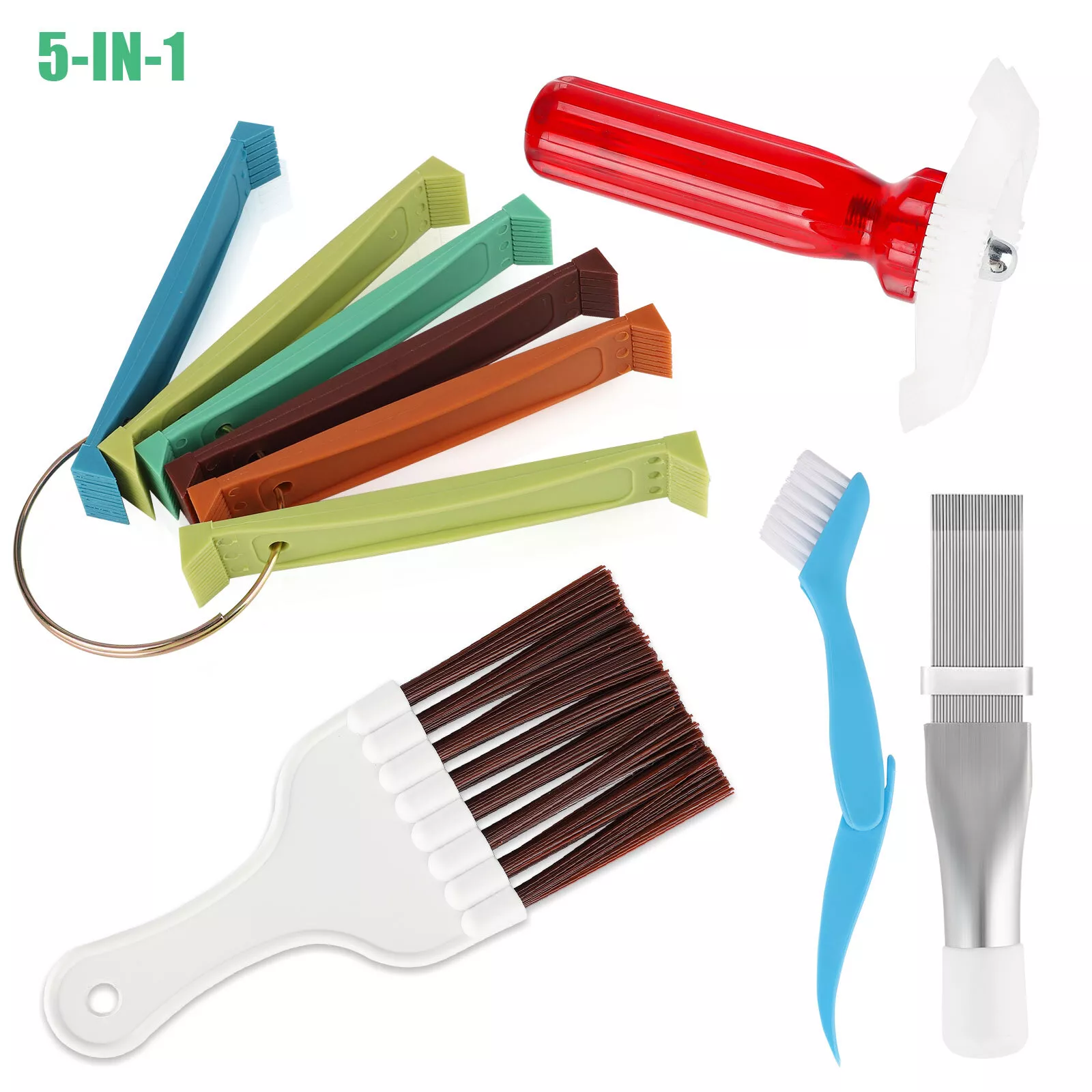 5PCS Air Conditioner Fin Cleaner Set Fin Comb Condenser Straightener Clean Brush