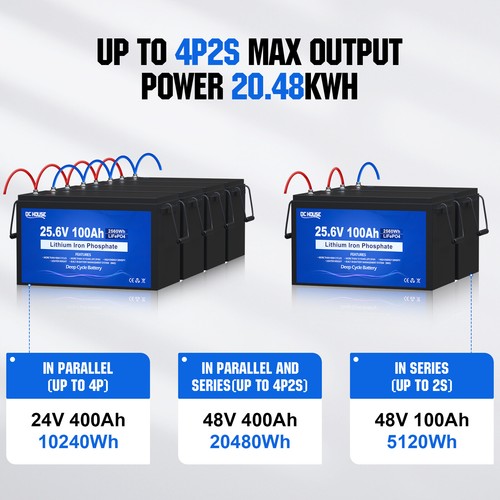 LiFePO4 24V 100Ah Lithium Battery BMS Solar Deep Cycle Off-grid RV Camper Marine