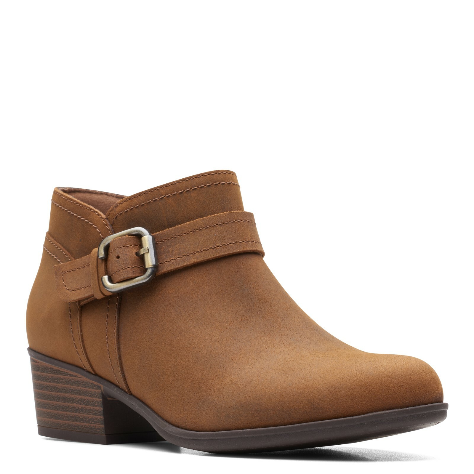 

Женские темно-коричневые кожаные ботильоны Clarks ADREENA MID 61898 с боковой молнией, Dark tan, 61898