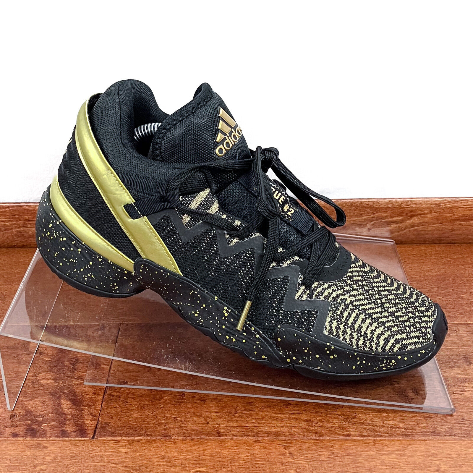 Adidas D.O.N. Issue #2 Black Gold Athletic Basketball Shoe Adidas D.O.N. Issue #2 Black Gold Athletic Basketball Shoe