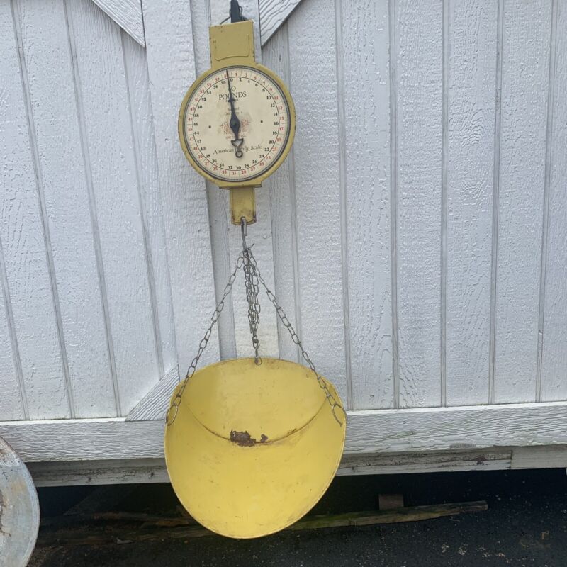 Antique 1912 Yellow Hanging Scale