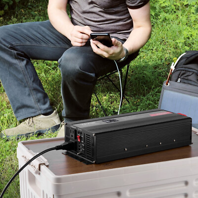 VEVOR Pure Sine Wave Power Inverter 2000W DC12V to AC120V LCD Remote Control CE