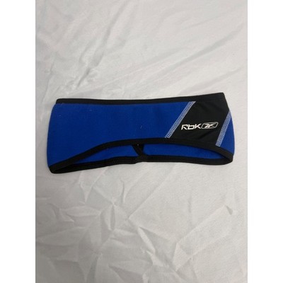 Reebok RBK Fleece Headband Ear Warmer Blue Black Athletic Running Ponytail Hole