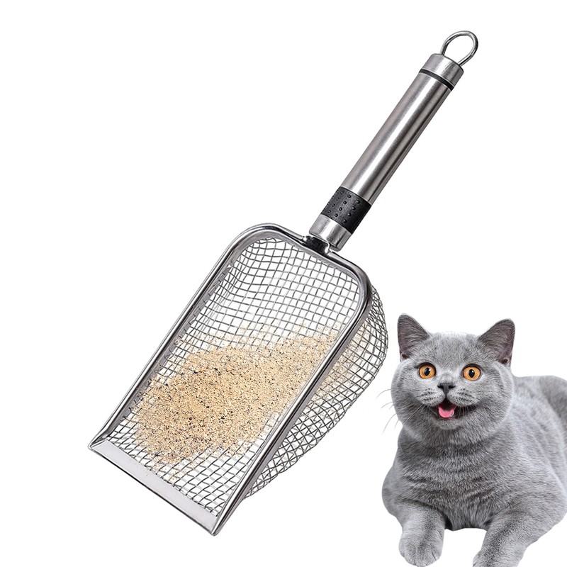 Cat Litter Scooper Stainless Steel Kitty Long Cat Sand Toilet Cat Sand Scoop