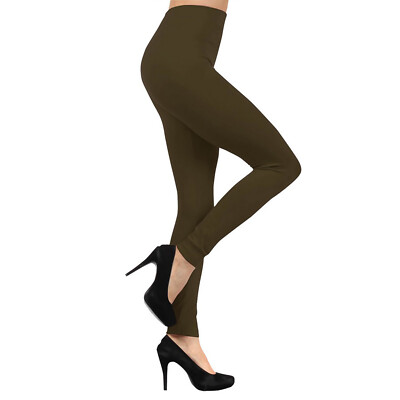 Fleece Lined Leggings for Women Winter Warm Pants Solid Colors Stretchy Legging