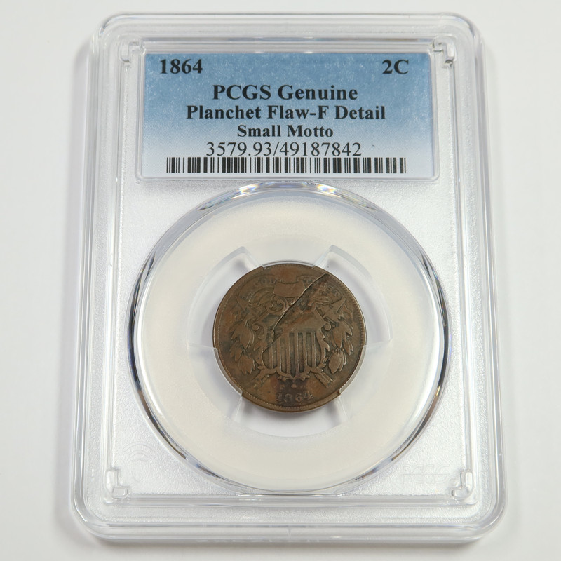 1864 PCGS F Detail - Small Motto - Shield 2c