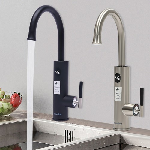 BWF-BP21VR30 Elektrischer Wasserhahn Mit LED-Temperaturanzeige – 3200W, IPX4, Schwarz, Für Küche & Bad