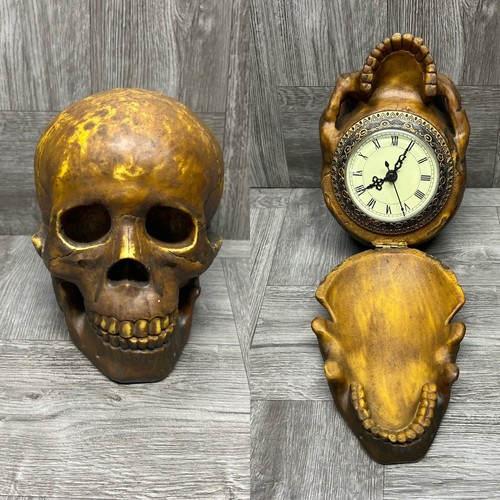 The Time Keeper Hinged Skull Clock Statue 5.5 X 6 X 4.5” Pre