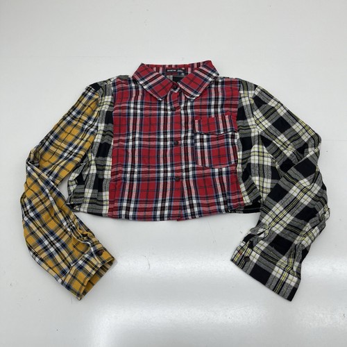CROPPED SHRITS - graph plaid - サイズ０ Square Checkered Flag Women's Crop Top Exposed Navel T-Shirt