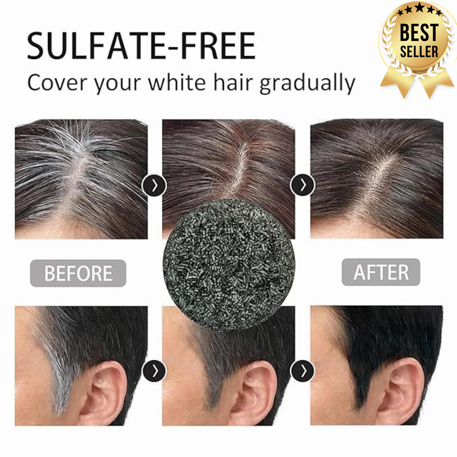 3Pcs Spartan Gray Hair Reverse Bar Mane Gray Reverse Bar Hair Darken Bar Soap