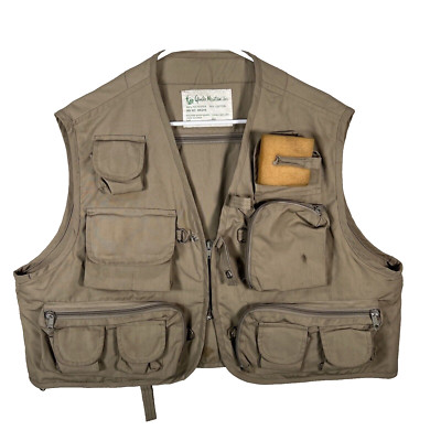 Gander Mountain Mens Fly Fishing Vest Hunting Multi Pocket Khaki XL