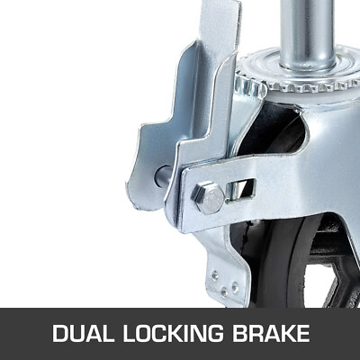 4PCS Scaffolding Caster 8" x 2" Black Wheels w/ Locking Brakes 1-3/8" 4400LBS