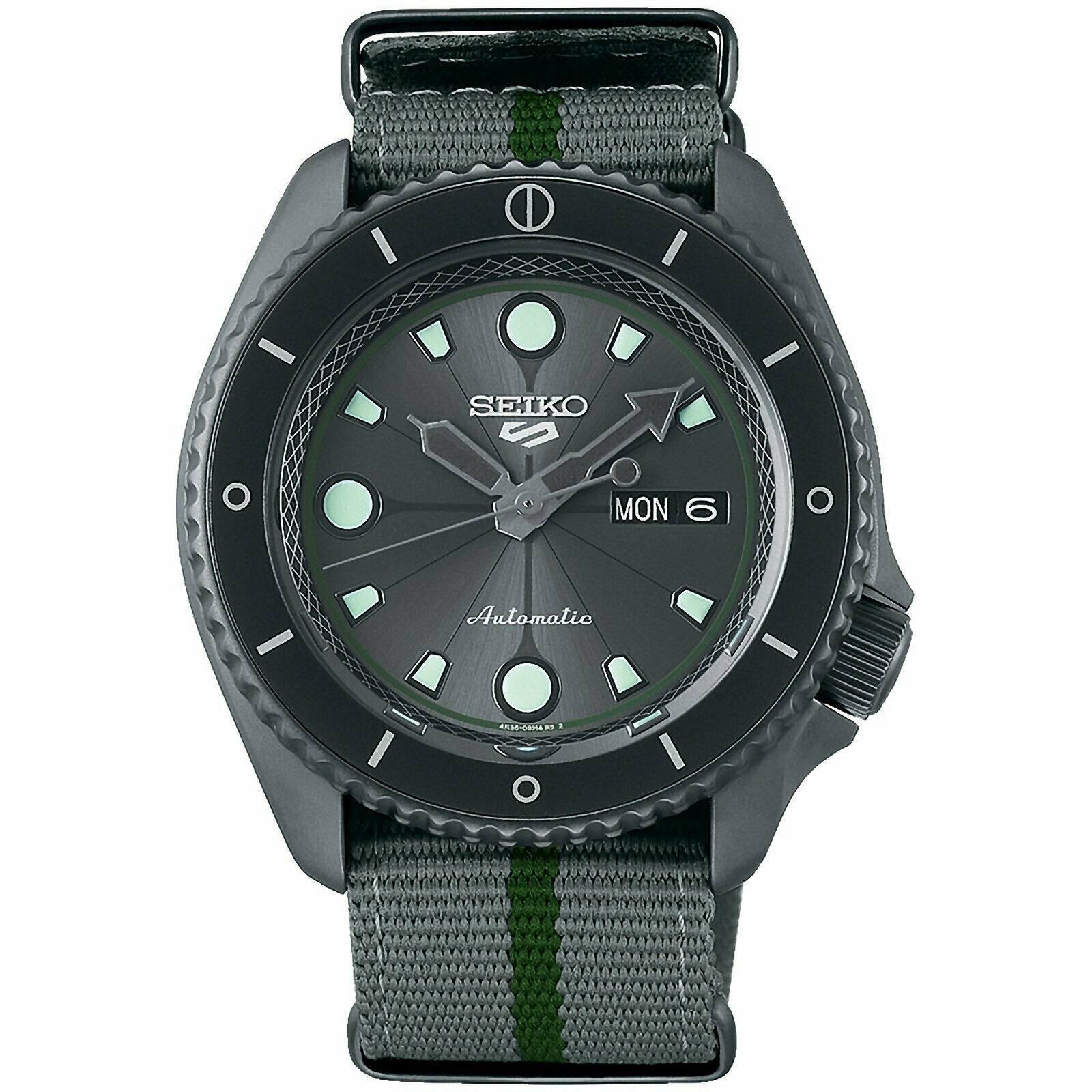 Pre-owned Seiko 5 Sports Naruto & Boruto Shikamaru Nara Limited Edition Watch Srpf75k1