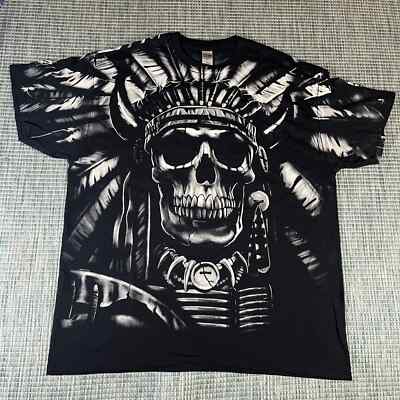 Liquid Blue Native Indian Chief Black Men s Sz XL New