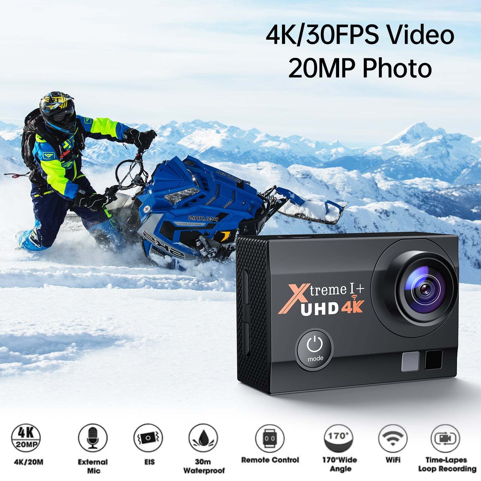 Action Camera 4K Ultra 20MP Underwater Remote Sports Cam External Microphone US