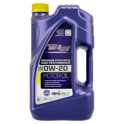 Royal Purple High Performance Motor Oil 0W-20 Premium Synthetic Motor Oil, 5 qt