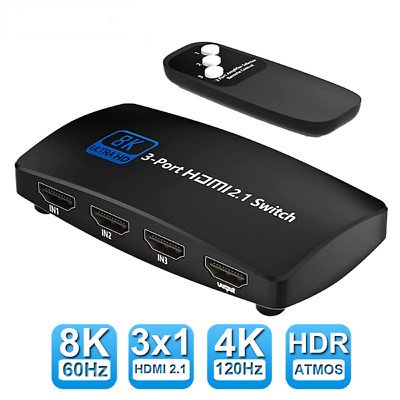 8K 3 in1 out HDMI 2.1 Switch Duplicator Adapter Splitter 144Hz 3 in 1 out f
